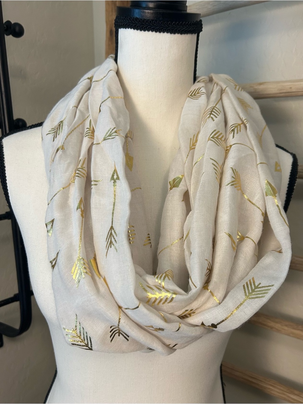 Fashion Tidbits Infinity Scarf with Gold Arrow Print